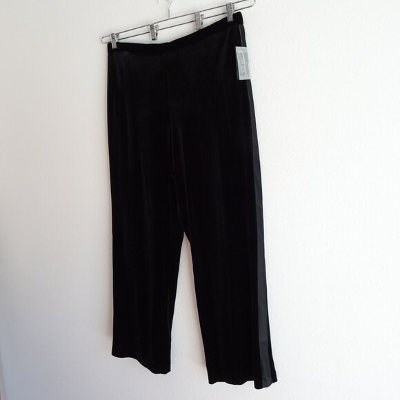 Alex Evenings Velvet Pants Women's Plus Size 2X Black Tuxedo Stripe Straight Leg - Picture 4 of 10